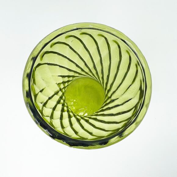 Vintage Sage Green Swirl Glass Vase 8" Tall Scallop Edge Garden Florist MCM EUC - Picture 2 of 4